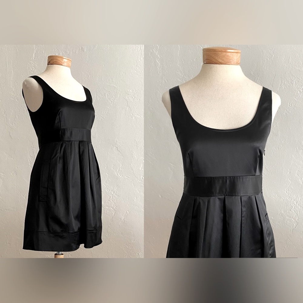 THEORY BLACK SATIN MINIDRESS MINIMALIST CHIC SIZE 2 - Picture 5 of 14